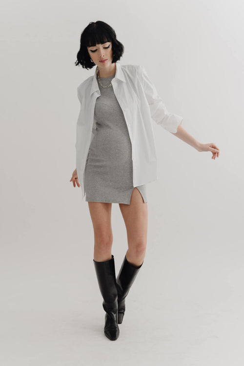 grey ribbed maternity t-shirt dress
