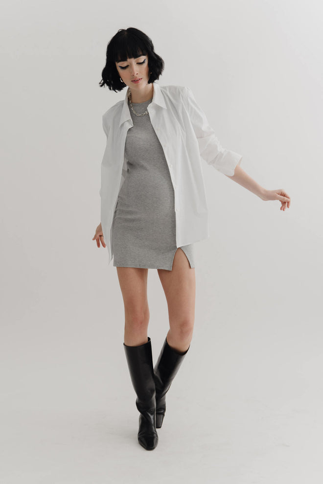grey ribbed maternity t-shirt dress